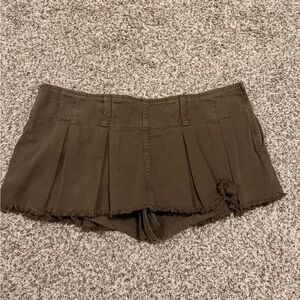 Free People Brown Pleated Micro Skort